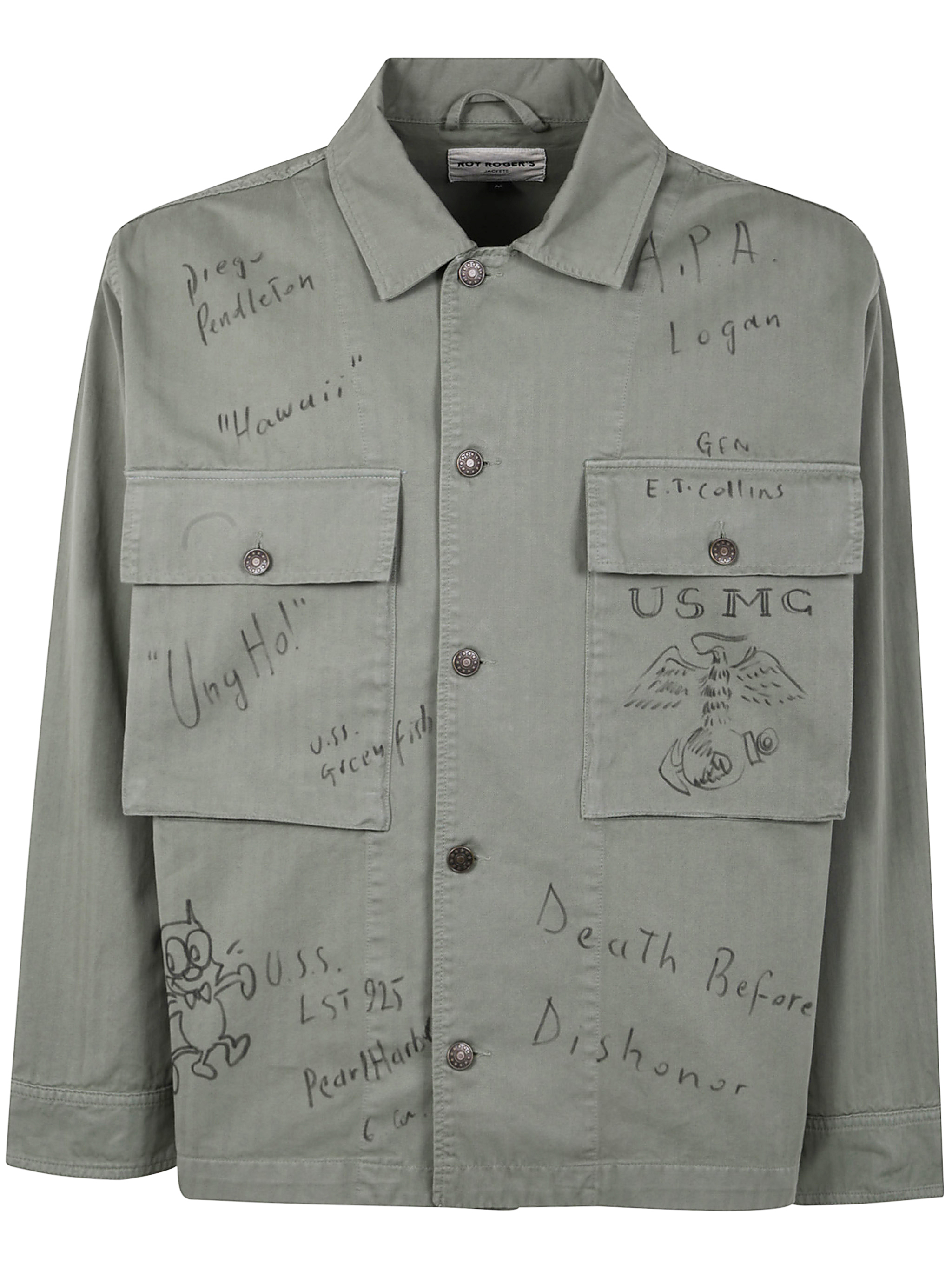 Roy Roger'S Shirt Fatigue Man Herringbone Clothing - M